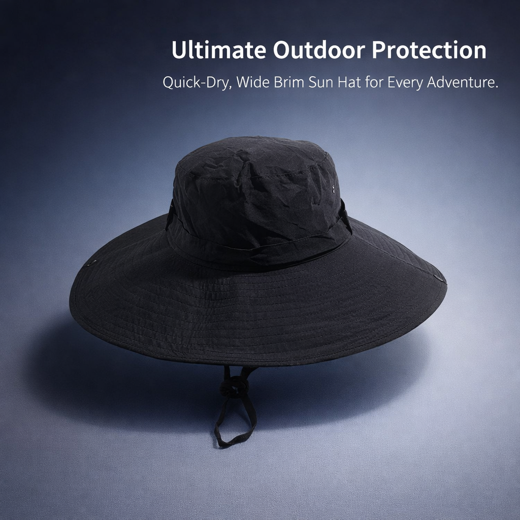 Unisex Bucket Hat with Adjustable Drawstring for Outdoor Activities, Wide Protection for Fishing Hiking Mountain Climbing Breathable Gardening