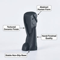 Abstract Face Art Statue for Office Living Room Bookshelf, Modern Ceramic Sculpt #variant:Black