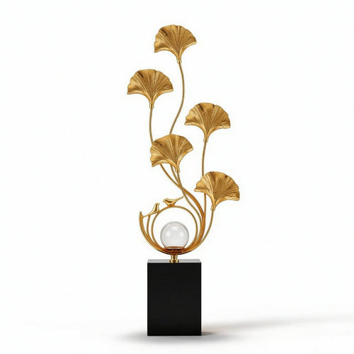 Ginkgo Leaf Sculpture Tall Metal Leaf Sculpture Modern Decoration for Living Room