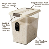 15L Rice Organizer Box with Wheels, 15Kg Flour Storage Containers, Airtight Rice Organizer Box, Food - Image 5