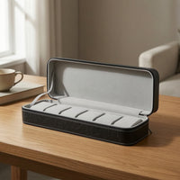 Watch Case with 6 Slots PU Leather Zippered Watch Organizer Lightweight for Journeyers