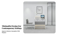 Strong Load Bearing Small Reception Desk Sturdy Construction Modern Checkout Counter Large Storage Capacity Retail Shop Counter Versatile for Retailers, Business Owners, Receptionists, Cafe, Boutique, Lobby