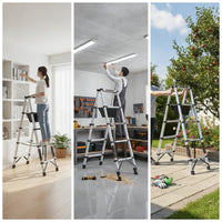 Foldable Telescopic Ladder Aluminum A-Shaped Ladder Heavy Duty Extendable for Home Repairs, Ceiling Work