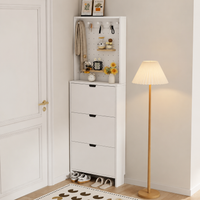 Slim Shoe Box, Flip-Type, Shoe Cabinet, Slim, Entrance Storage, Shoe Box, For Rental, Apartment, Warm White