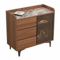 Sintered Stone Top Sideboard Stable Load-Bearing Living Room Tea Cabinet Water-Resistant Finish Kitchen Storage Sideboard for Hotel