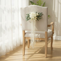 Chair Back Flowers with Ribbons Hanging Wedding Chair Back Flower Decorations Lightweight for Brides, Weddings, Receptions