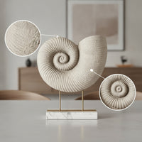 Conch Sculpture Textured Shell Statue with Stand Sea Influenced Figurine for Interior Decorators, Office Desk