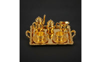8 Pieces Metal Miniature Tea Set with Tray Elegant Dollhouse Tea Set Silver Detailed for Photographers