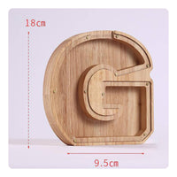 Wooden Letter Piggy Bank Natural Wood Alphabet Currency Box Creative Design