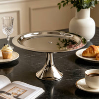 Pedestal Cake Stand Stainless Steel Pedestal Serving Plate Mirror-Polished Tableware for Dessert Makers, Buffets
