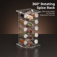 Rotating Spice Rack Kitchen Countertop Organizer, Transparent Acrylic Seasoning for Counter Storage and Worktop, Shelf Turntable