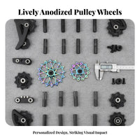 2 Pieces Ceramic Bearing Guide Wheels CNC Machined 12T 16T Pulley Wheel Set Rear Derailleur Pulley Wheels Lightweight