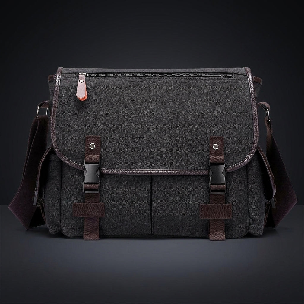 Laptop Bag and Travel Bag with Shoulder Strap, Large Capacity Student Bag with Polyester Lining, Crossbody Bag Men with Flap Buckle, Bag Men