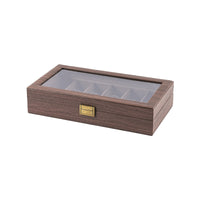 Retro Wooden Sunglasses Storage Box with Transparent Lid, Multi-Compartment