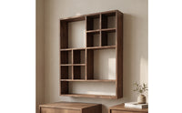 Wall-Mounted Wooden Shelf Space-Saving Wooden Shelf with Compartments Decorative Display Rack for Bedroom, Study