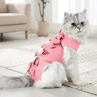 Cat Recovery Suit with Tie Straps, Sleeveless Polyester Post Surgery Clothes, Anti Licking Spay Recovery Suit and Neuter Recovery Suit for Pets