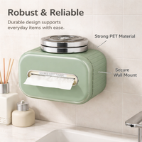 Wall Mounted Tissue Box Holder Square, Modern Minimalist Pull Out Tissue Dispenser, PET Spring Loaded for Bathroom & Kitchen