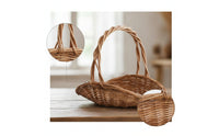 Handwoven Garden Harvest Basket with Handles Rustic Flower Picking Basket Wicker Garden Trug Lightweight for Gardeners, Florists, Home Decor, Weddings