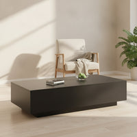 Rectangular Coffee Table Black Low-Profile Coffee Table Modern Furniture for Living Room, Apartment, Lounge