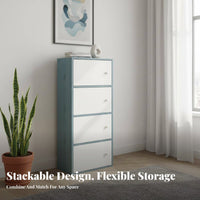 Multi-Tier Compartment Unit Simple Assembly Bookshelf with Doors Large Capacity