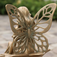 Bronze Finish Fairy Sculpture Resin Material Flower Fairy Statue for Yard
