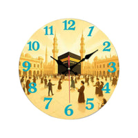 Non-Ticking Silent Round Wall Clock Quartz Movement Frameless Wall Clock Modern Design Home Decor Easy to Install for Muslims, Bedroom, Living Room, Office