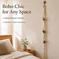 Macrame Plant Hanger, Handwoven Hanging Planters for Indoor Plants, Boho Design Rope Plant Hanger 55-80cm for Living Room Decor