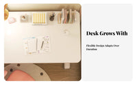 Ergonomic Design Height-Adjustable Desk and Chair Combo Sturdy Long-Lasting Crank-Adjustable Study Station Child-Safe Features children's Furniture Wide Desktop for Children (3-15 years), Students, Parents, Bedroom, Homework, Art & Crafts, Playroom
