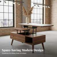 transformable elevateTop Coffee Table Height-Adjustable transformable elevateTop Table Built-in Storage Movable with casters