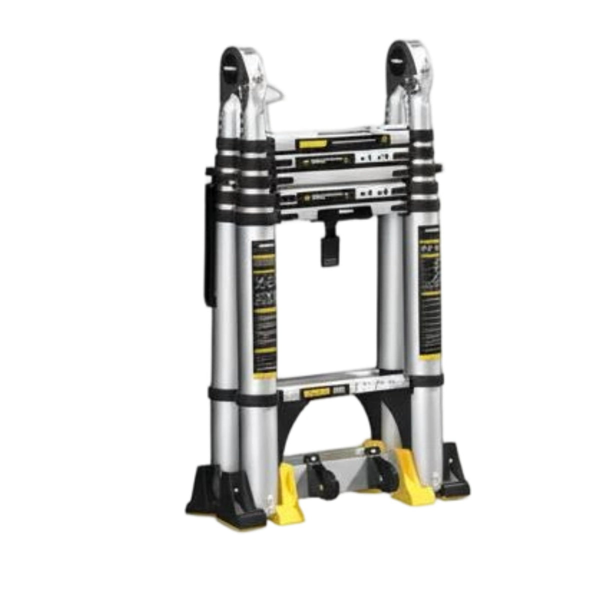 1 Piece Aluminum Telescopic Ladder Folding A-frame Portable Multi-purpose Anti-slip Wide Steps Easy Storage Suitable for Home Cleaning Job Site Repair Office Maintenance Outdoor Tasks