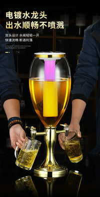 酒炮双头3L扎啤桶商用发光啤酒机酒塔酒吧ktv扎啤酒塔5L饮料桶