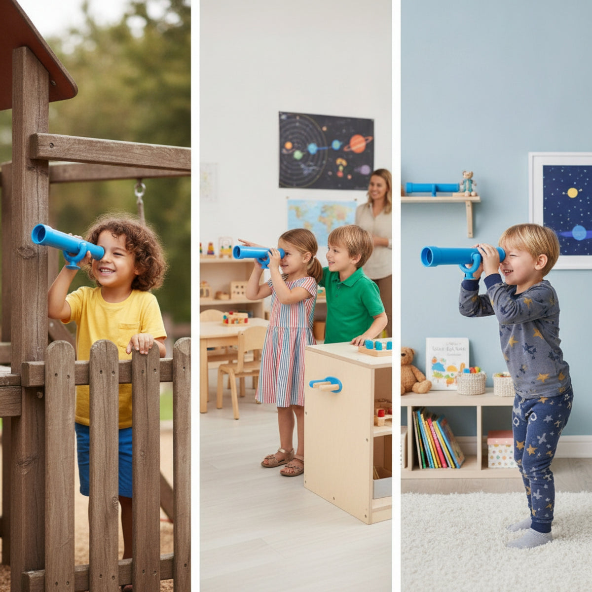 Playground   Lightweight Toy Telescope with Mounting Bracket Sturdy Toy Telescope for Backyard