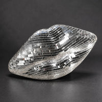 Mirror Lips Sculpture Glossy Finish Mosaic Mouth Decor Curved Contours