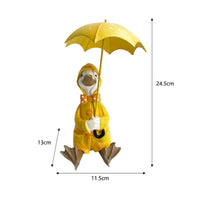 Duck Holding Umbrella Figurine Hand-Painted Look Cartoon Duck Statue Garden Ornament Animal Sculpture for Outdoor, Yard