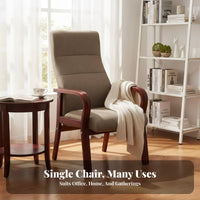 Highspine support Wooden Armchair With Armrests Seating Furniture Fabric Upholstery