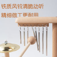 儿童木质音乐台敲琴敲锣风铃响板架子鼓宝宝打击乐器早教益智玩具