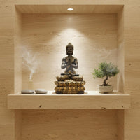 Resin Praying Buddha Ornament Gift Idea Thai Buddha Sculpture Gold Accent Home Decor for Hotel, Office