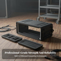 Rack Mount Carrying Container Portable 2U Rack Container Sturdy Safeguarding Container for Audio Engineers, Sound Technicians, on-Stage Performances