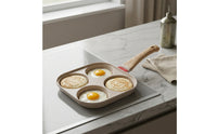 Egg Frying Pan with Lid Induction Compatible Egg Pan with Lid Stone-Derived Cookware for Busy Families, Students, Breakfast, Small Kitchens