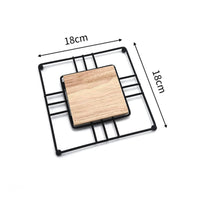 Heat Resistant Pot Stand Non-Slip Metal and Wood Trivet