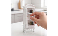 1:12 Scale Miniature Display Cabinet Glass-Fronted Miniature Display Case Collectible Dollhouse Cabinet Vintage-Style for Diorama