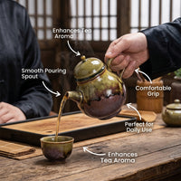 Handmade Wood Fired Ceramic Teapot, Ancient Kiln Glaze