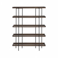 Multi-Tier Open Bookcase Wrought Iron Frame Industrial Design Bookshelf Minimalist Design Industrial Bookshelf for Collectors
