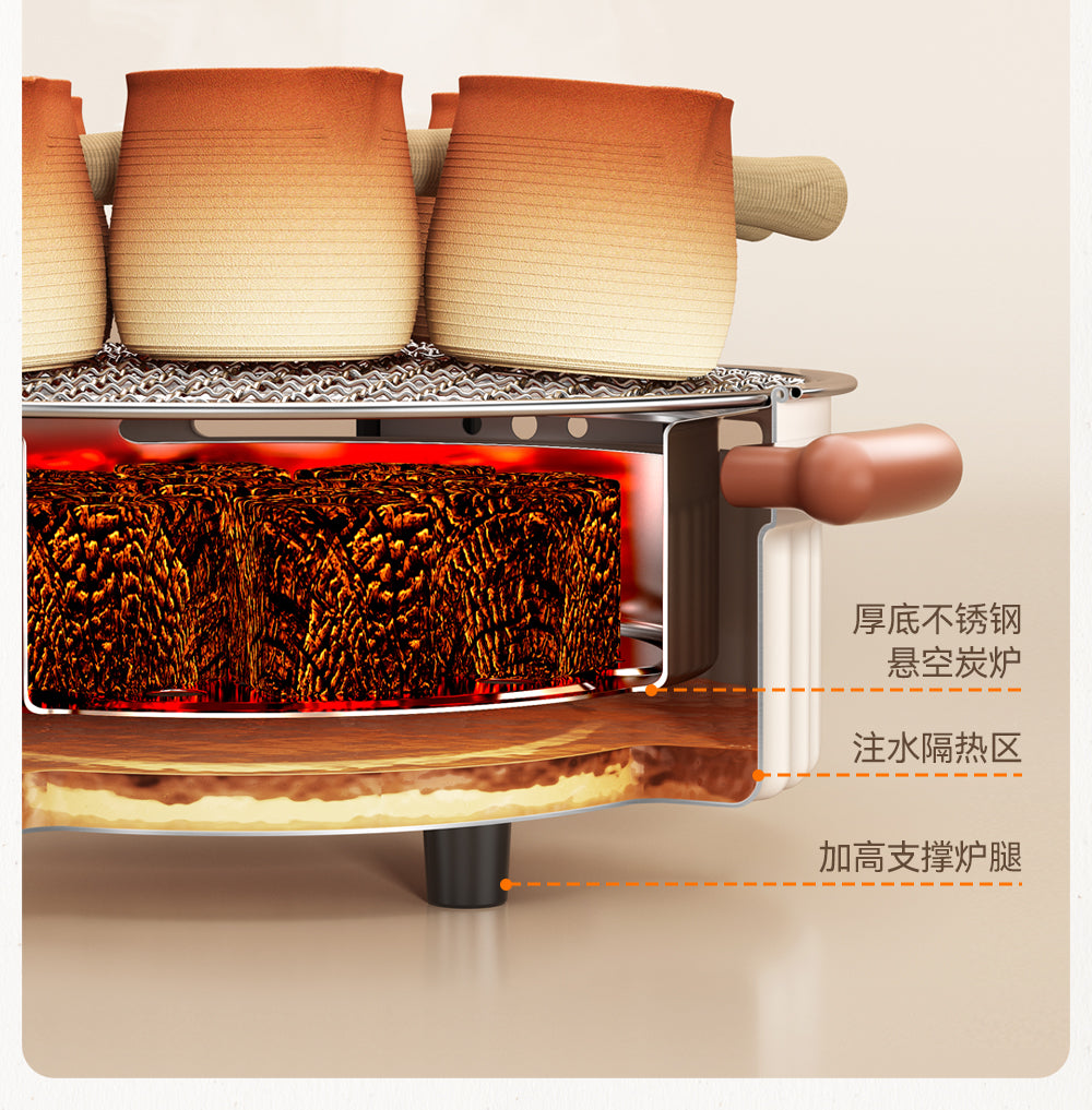 围炉煮茶电炉烤火炉套装电碳两用器具全套电烧烤炉家用围聚烤肉炉 【烤网】可拆卸电碳两用1200W速热围炉