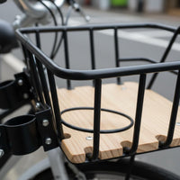 Bike Basket with Wood Base Water Resistant for Commuting