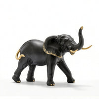 Elephant Figurine Gold Accented Elephant Statue Sculpted for Desktop, Office