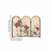 Tabletop Folding Screen Hinged Arched Folding Screen Wood-Tone for Desk, Cabinet