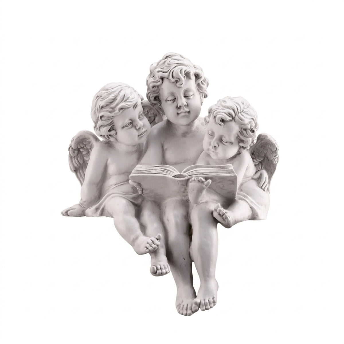 Reading a Book Angel Statue Peaceful Angel Sculpture with Book Calming Statue for Shelves