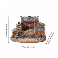 Bonsai House Ornament Detailed Craftsmanship Rustic Village Figurine for Desktop