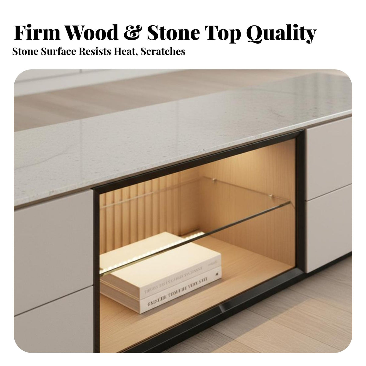 2 Pieces TV Console and Coffee Table Set Modern Design TV Stand and Coffee Table Combo Space-Saving Living Room Furnishings for Homeowners, Home Decor